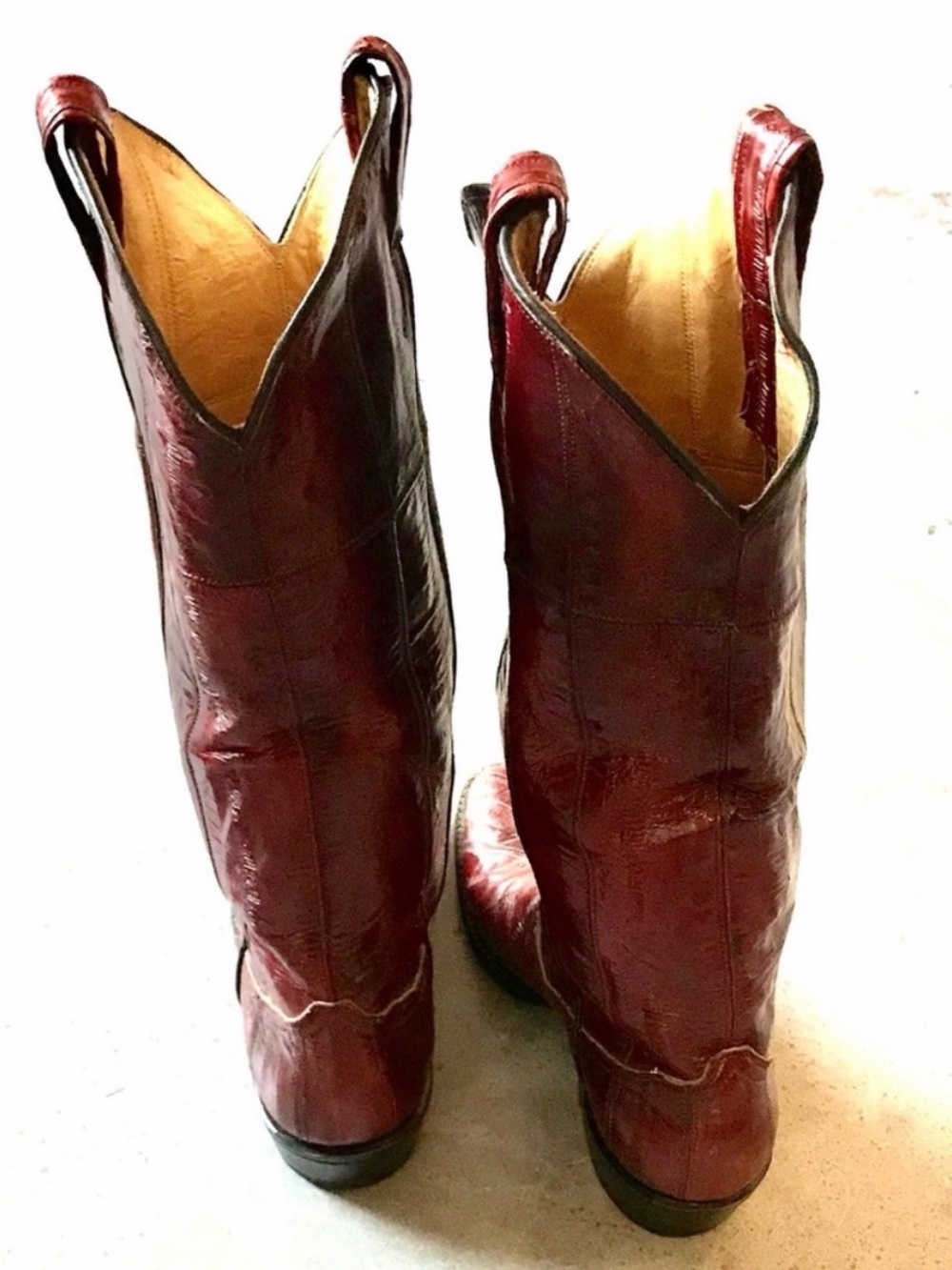 Tony Lama Red Leather Eel Western Boots - Picture 3 of 6